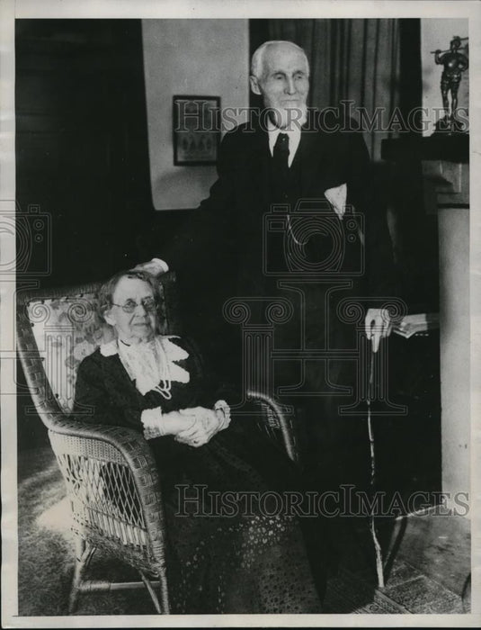 1934 Press Photo Mr and Mrs Marcus Lorenzo Latham, boast 70 years - Historic Images