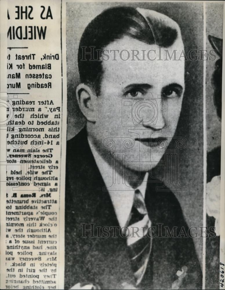 1937 Press Photo Owen George Sweeney alleged stabbed by wife Mrs. Roma Sweeney - Historic Images