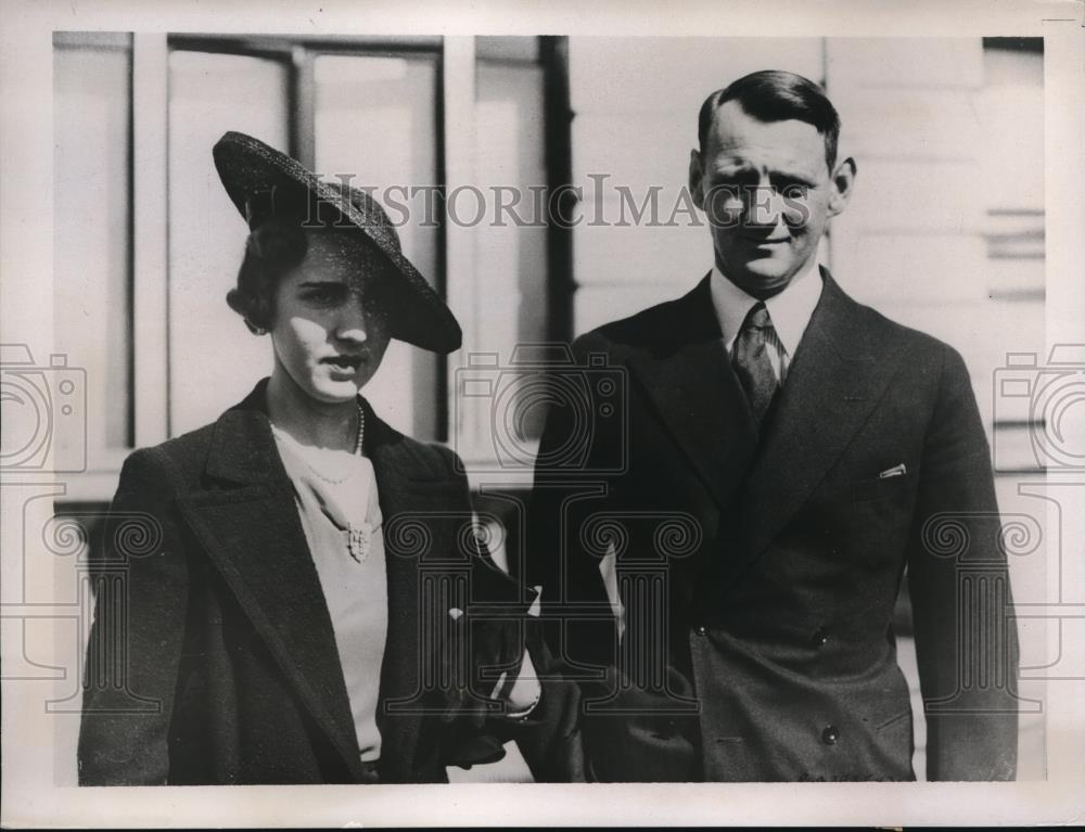 1937 Press Photo Crown Prince Frederick, Crown Princess Ingrid of Denmark - Historic Images