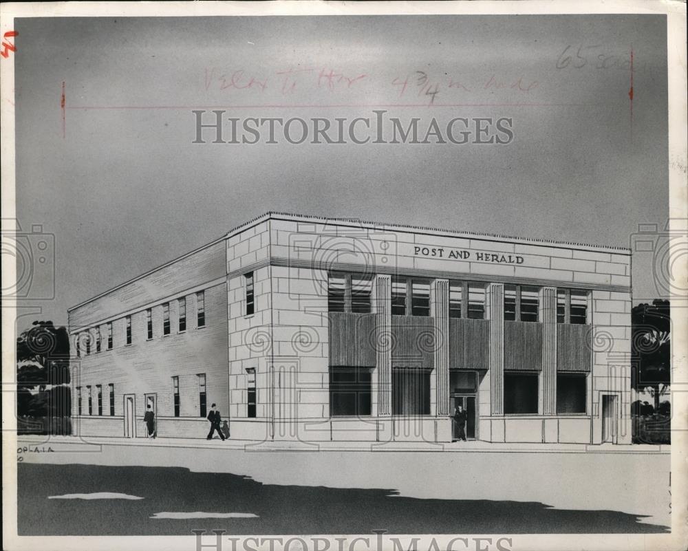 1952 Press Photo Post and Herald Bldg. in Vicksburg, Mississippi - Historic Images