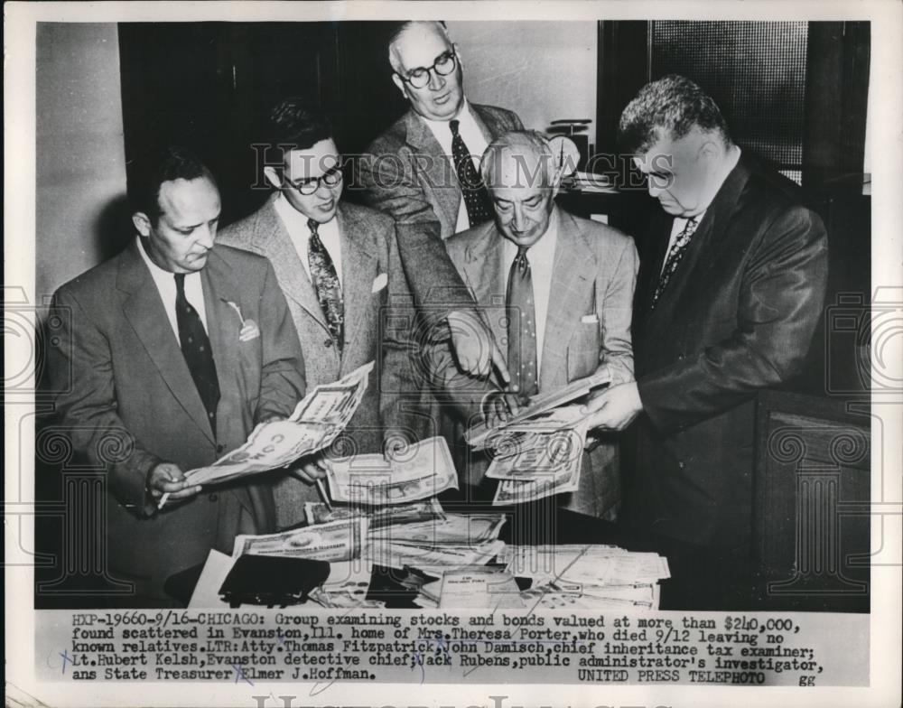 1953 Press Photo Chicago Atty T Fitzpatrick, J Damisch, Lt H Kelsh, J Reubens, - Historic Images