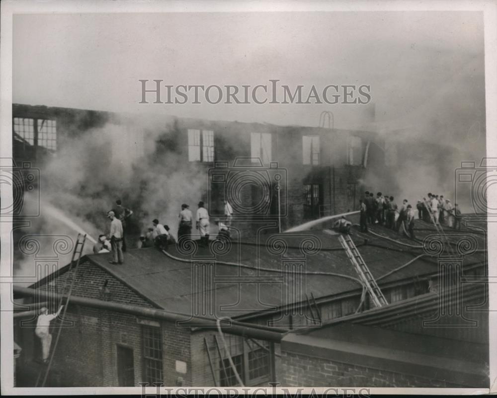 1937 Press Photo Fire at International Harvest Company Plant in Canton Illinois - Historic Images