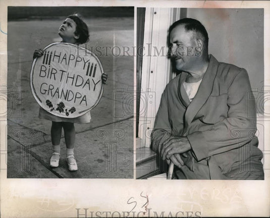 1957 Press Photo Judy Ann Goral Wishes Her Grandpa A Happy Birthday - Historic Images