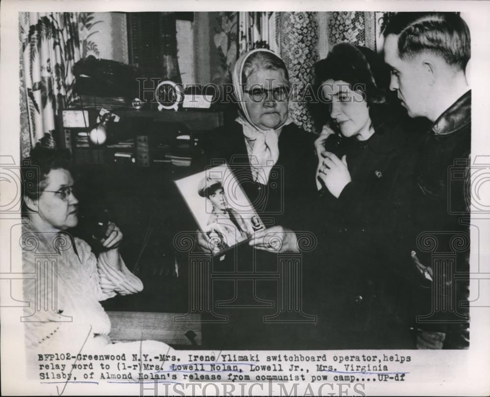 1953 Press Photo Mrs. Irene Ylimaki switchboard operator, helps relay word to - Historic Images