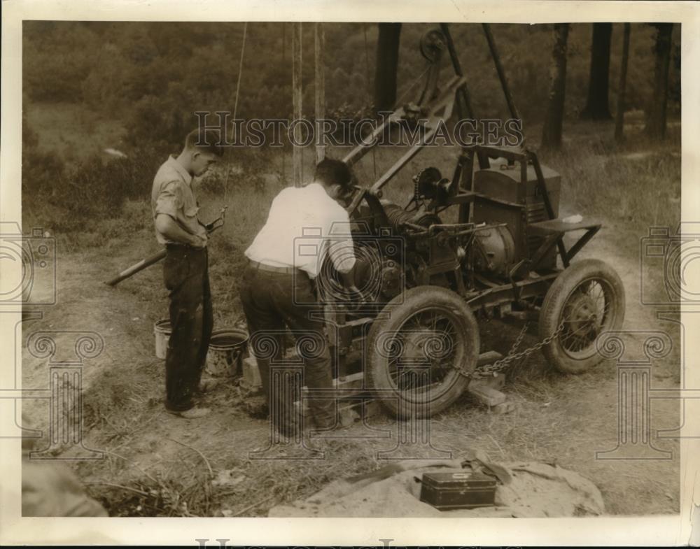 1934 Press Photo Making Soundings For New Lorain St Bridge - Historic Images