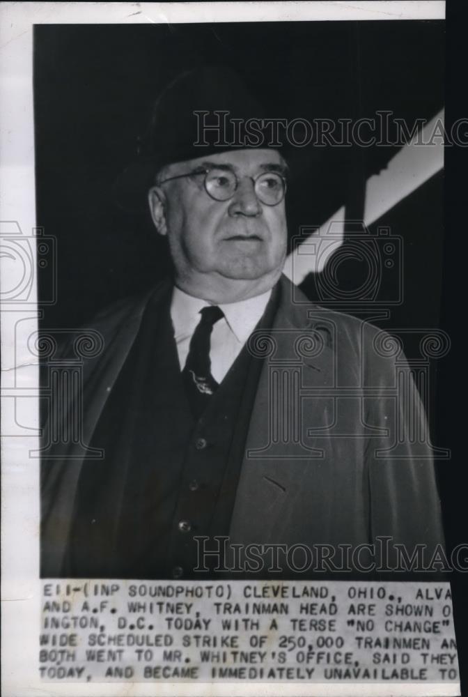 1946 Press Photo Trainman Head A.F. Whitney in Washington, D.C. - Historic Images