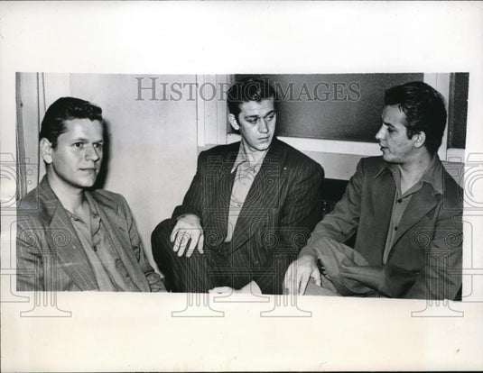 1946 Press Photo Gamber Fruberg, Robert Furman and James O'Claire before trial - Historic Images