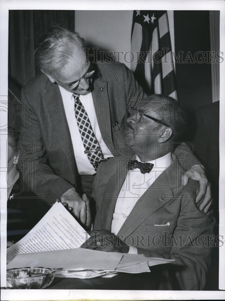 1956 Press Photo Rep. John W. McCormack Talks with Rep. William L. Dawson - Historic Images