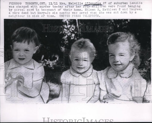 1957 Press Photo Mrs. Melville O'Donohue Charged With Murder 3 OF Her Four Kids - Historic Images
