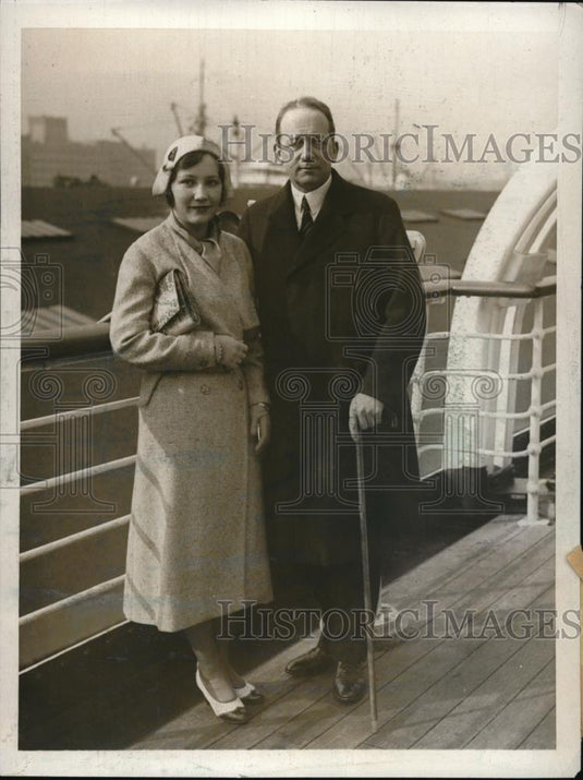 1931 Press Photo William S. Culbertson with Daughter Junia At New York Pie - Historic Images