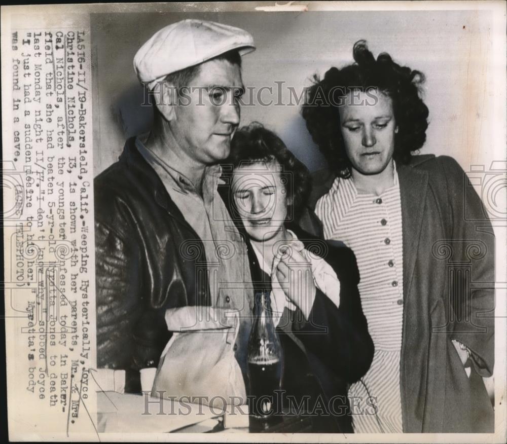 1947 Press Photo Joyce Christine Nichols and Mr and Mrs Cal Nichols - Historic Images