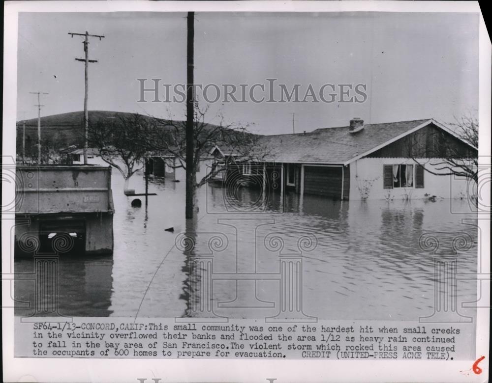 1952 Press Photo Flooded areas of Concord, California - Historic Images