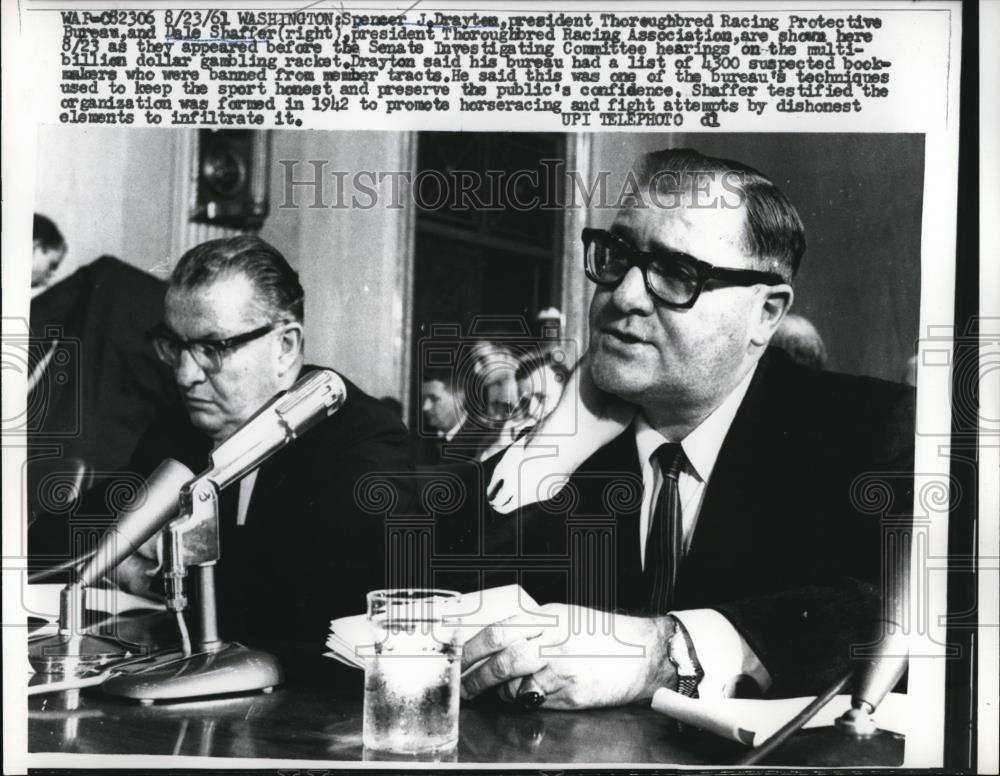 1961 Press Photo Spencer Drayton and Dale Shaffer appeared in Senate hearing - Historic Images