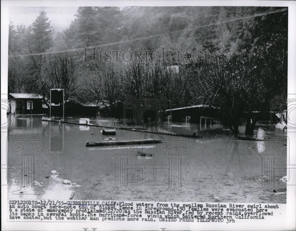 1955 Press Photo Flood Waters from Russian River - Historic Images