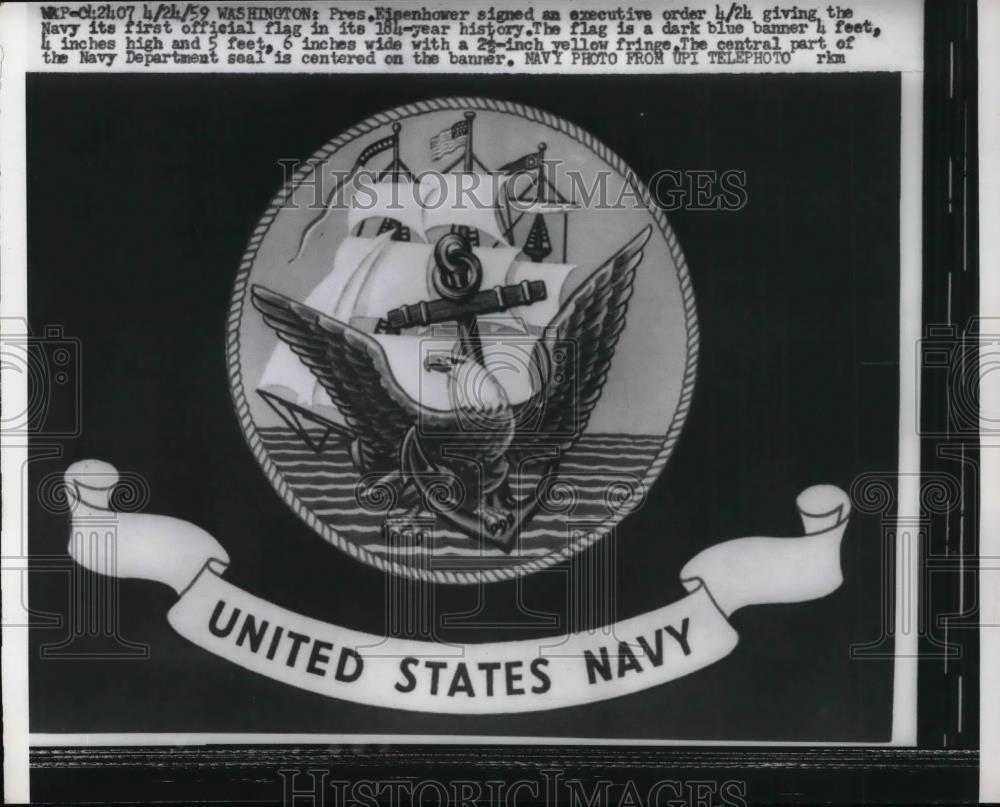 1959 Press Photo First official flag of united States Navy - Historic Images