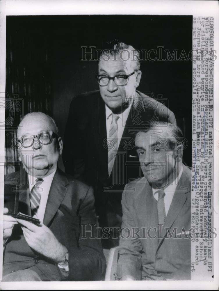 1963 Press Photo Columbia Mo UPI National reporter Hary Ferguson and UPI White - Historic Images