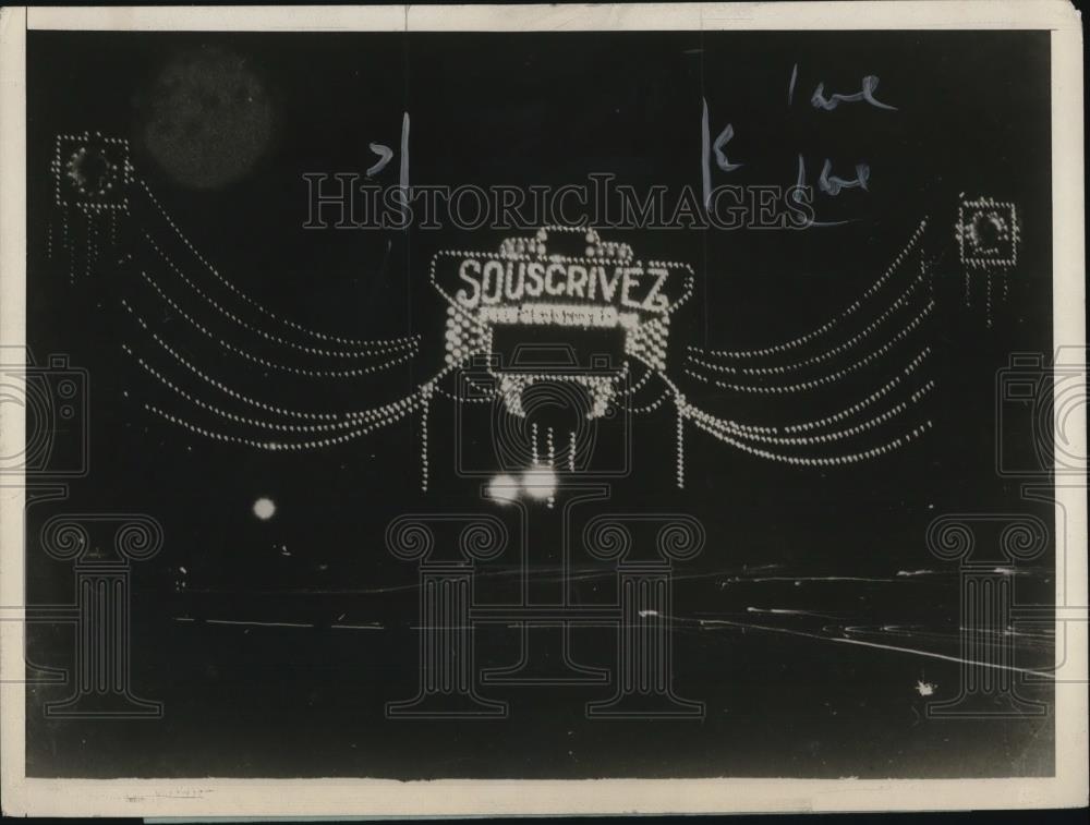 1926 Press Photo Place de la Concorde Paris France neon sign - Historic Images