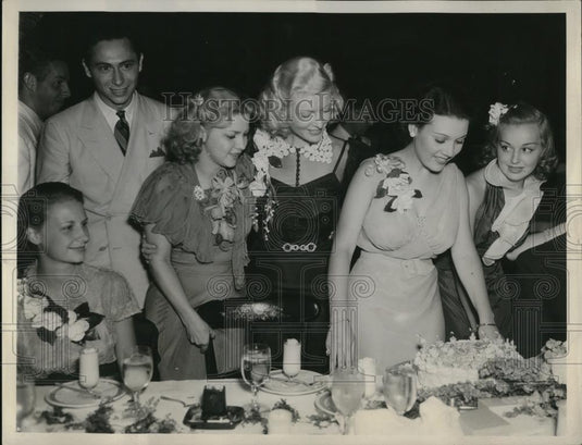 1935 Press Photo LA Calif Vyola Von , P Frazier, A Doran, A Shirley at party - Historic Images