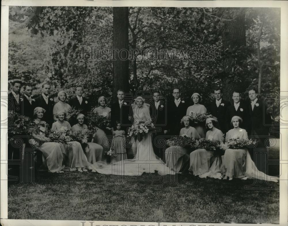 1932 Press Photo Bryn Mawr church, Edith Wetherhill weds David Ellis - Historic Images