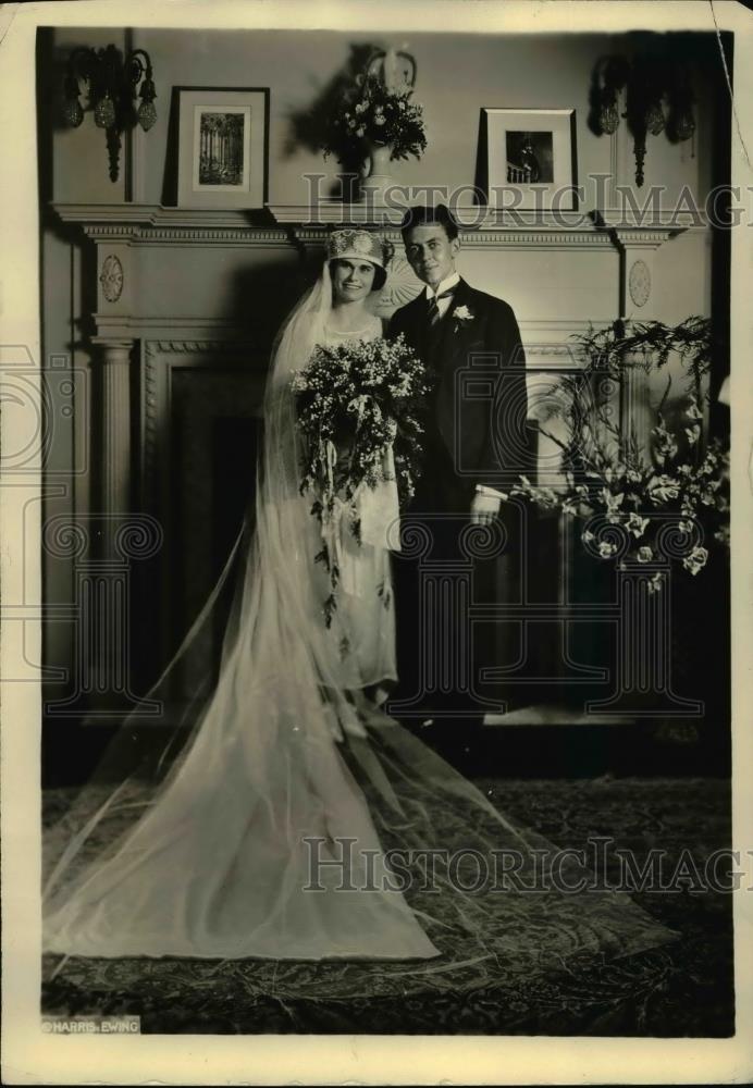 1922 Press Photo Chauncey Lockhart Waddell &amp; bride Catherine Hughes - Historic Images
