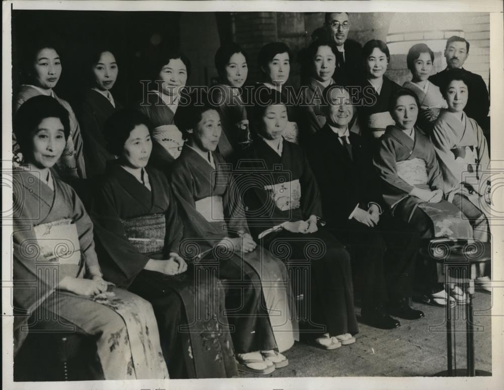 1935 Press Photo Adm Keisuke Okada Japan Premier & Cabinet wives lunch - Historic Images