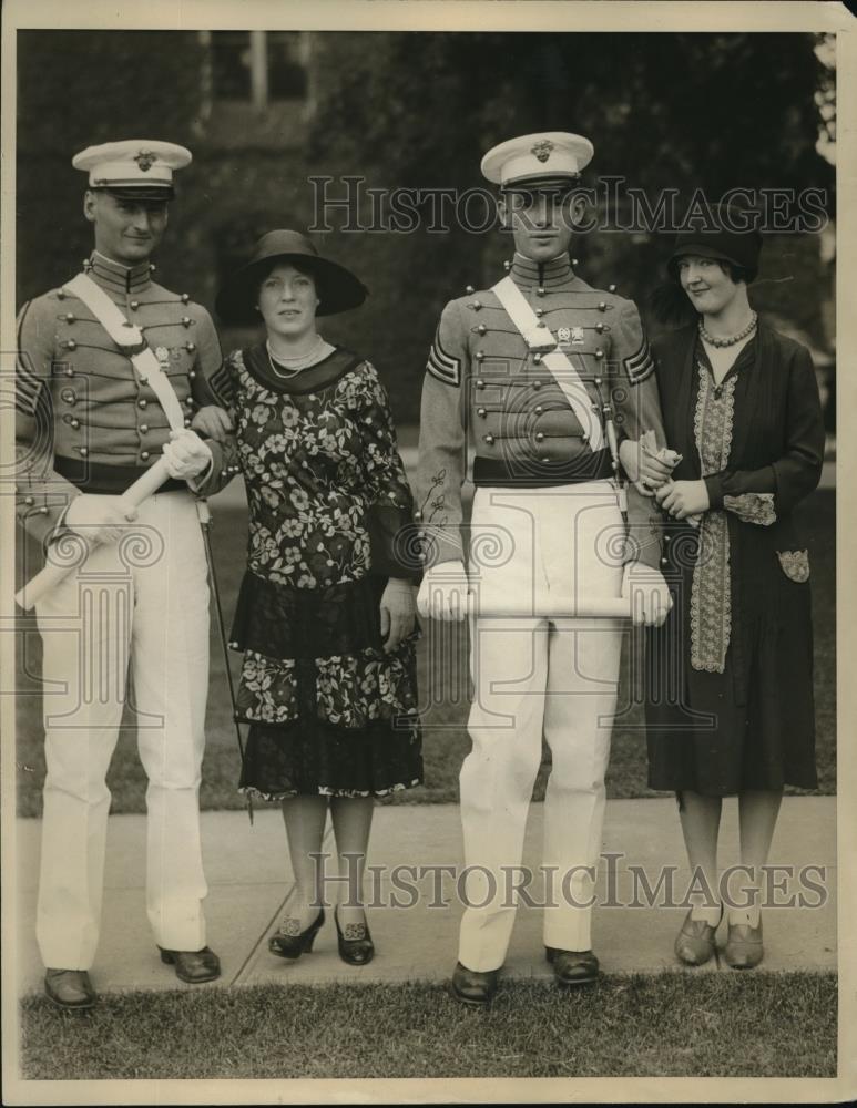 1926 Press Photo Ethel &amp; Mary Howe &amp; Cadets CR Smith, EJ Van Horne to wed - Historic Images