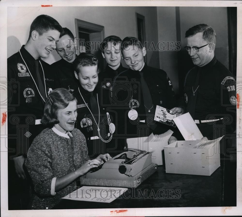 1957 Press Photo Miss Rose Marie Dostal Registering the Scouts - Historic Images