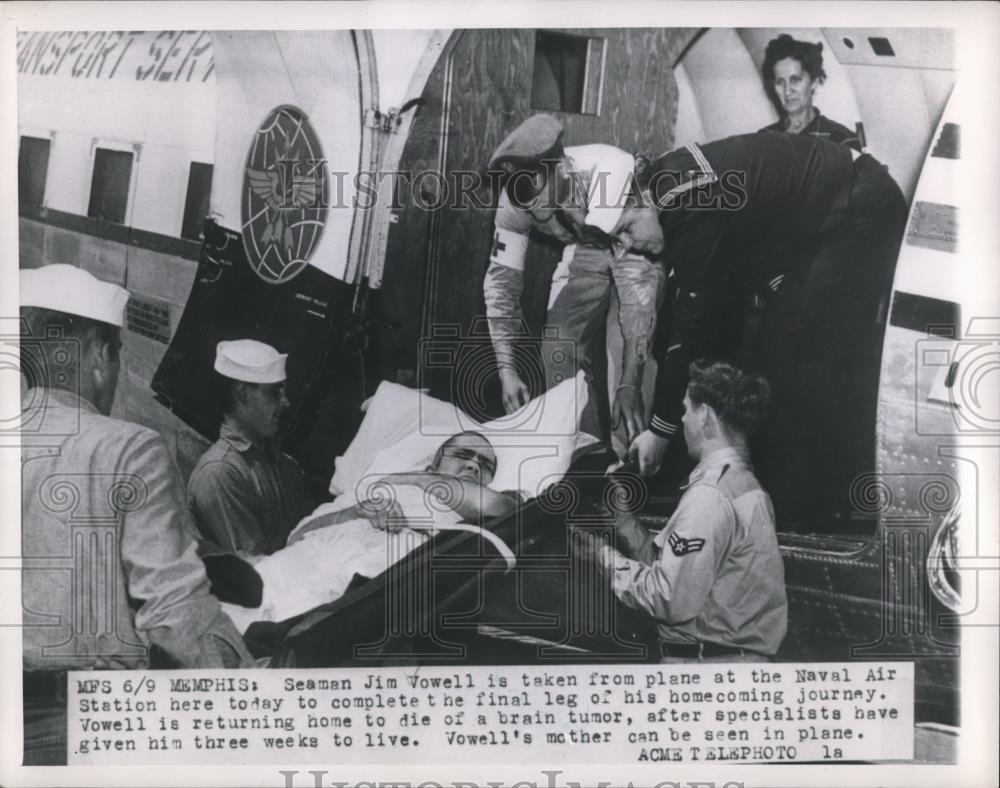 1951 Press Photo Seaman Jim Vowell Heading Home After Brain Tumor Diagnosis - Historic Images