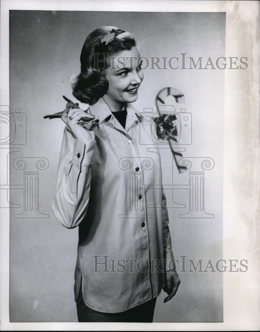 1955 Press Photo Leather Shirt - Historic Images