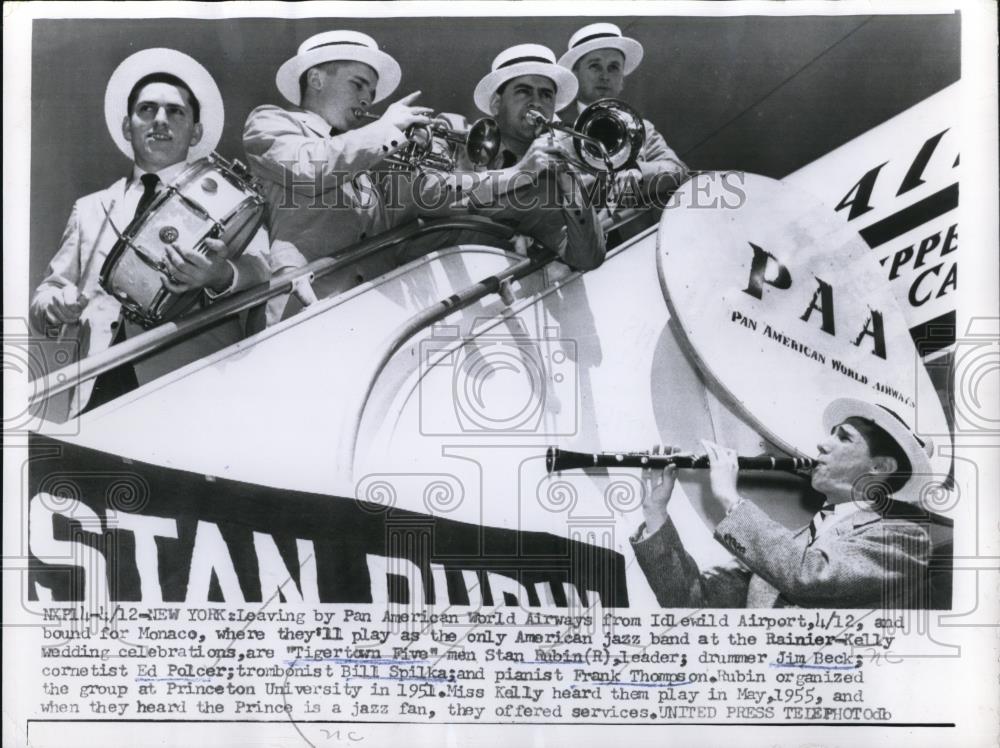 1956 Press Photo Tigertown Five at the Idlewild Airport, bound for Monaco - Historic Images