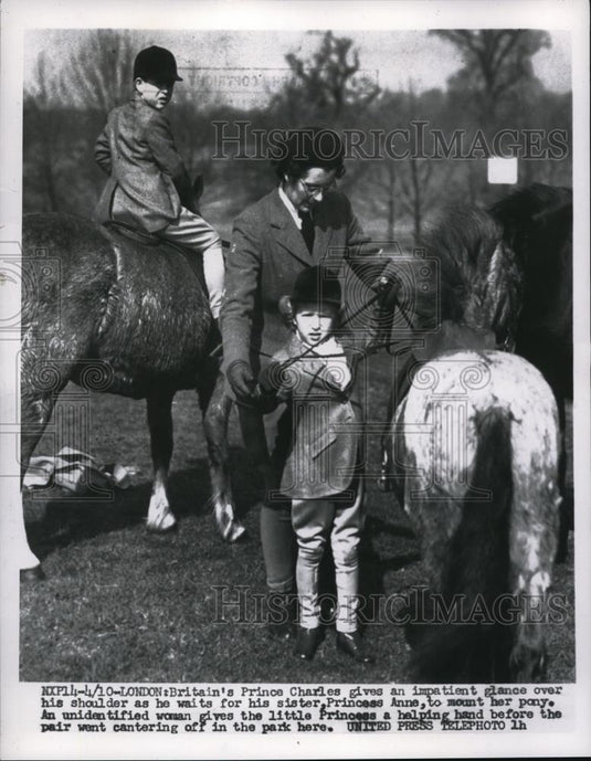 1956 Press Photo Britain's Prince Charles and Princess Anne - Historic Images