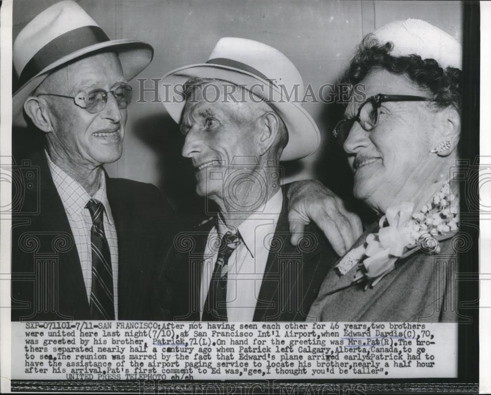 1955 Press Photo 2 Brothers Are United After 46 Years Of Being Apart - Historic Images