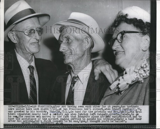 1955 Press Photo 2 Brothers Are United After 46 Years Of Being Apart - Historic Images