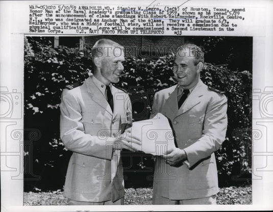 1959 Press Photo Stanley W. Legro (left) & Robert Reifsnyder (rigth) Class '59 - Historic Images