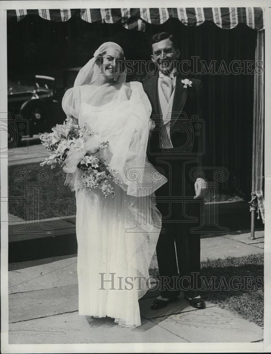 1933 Press Photo J Allen Barnett and his Bride former Jane Dodge after their - Historic Images