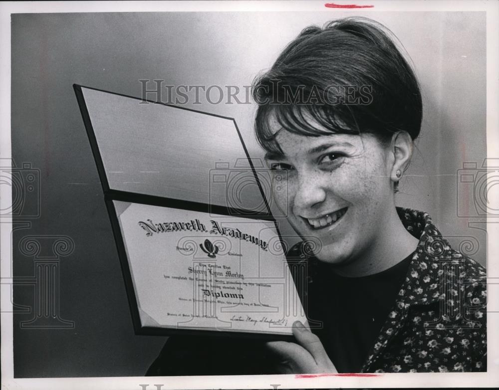 1966 Press Photo Sherry Morley of Parma Hts with her diploma from Nazareth - Historic Images