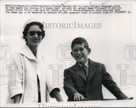 1959 Press Photo Britain's Prince Charles and his aunt, Princess Margaret - Historic Images