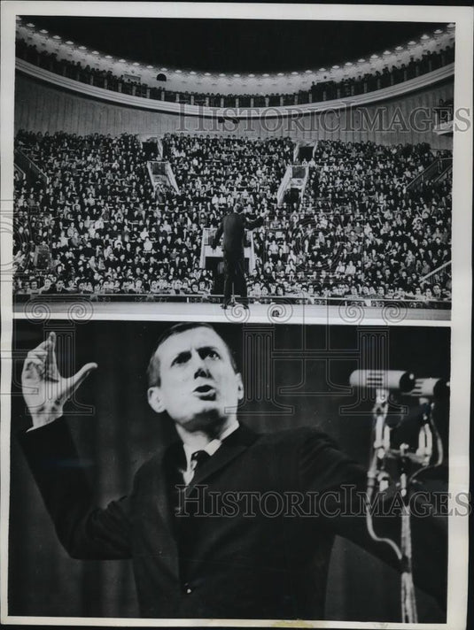 1963 Press Photo Author & Poet Evcheni Evtushenko Roars Out Words of Poetry - Historic Images
