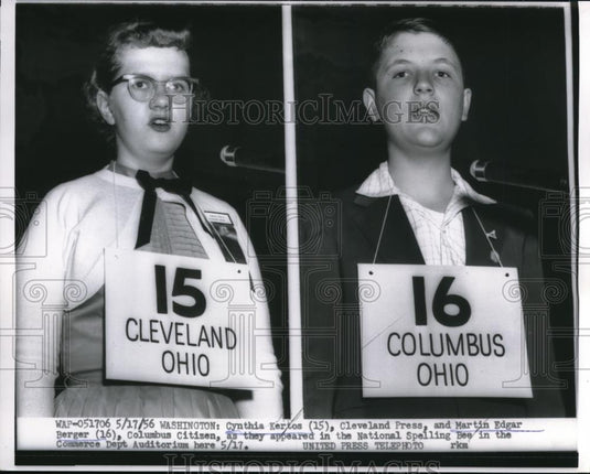 1956 Press Photo Cynthia Kertos and Martin Berger in Commerce Dept. Auditorium - Historic Images