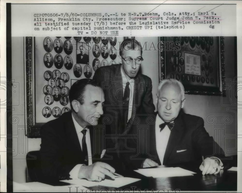 1960 Press Photo Boehm, Cols. Atty. Earl Aliison, and John Peck - Historic Images