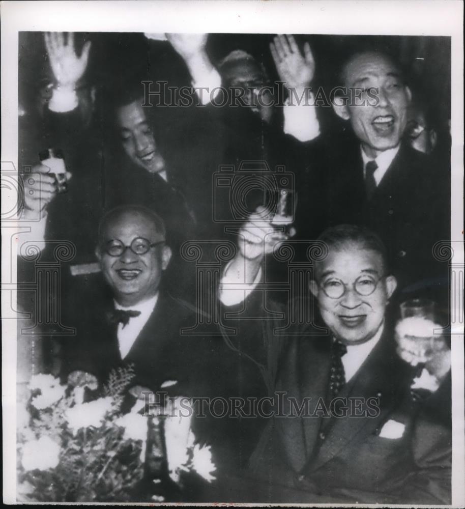 1954 Press Photo Tokyo Ichiro Matomaya, just elected Japan&#39;s new premier and one - Historic Images