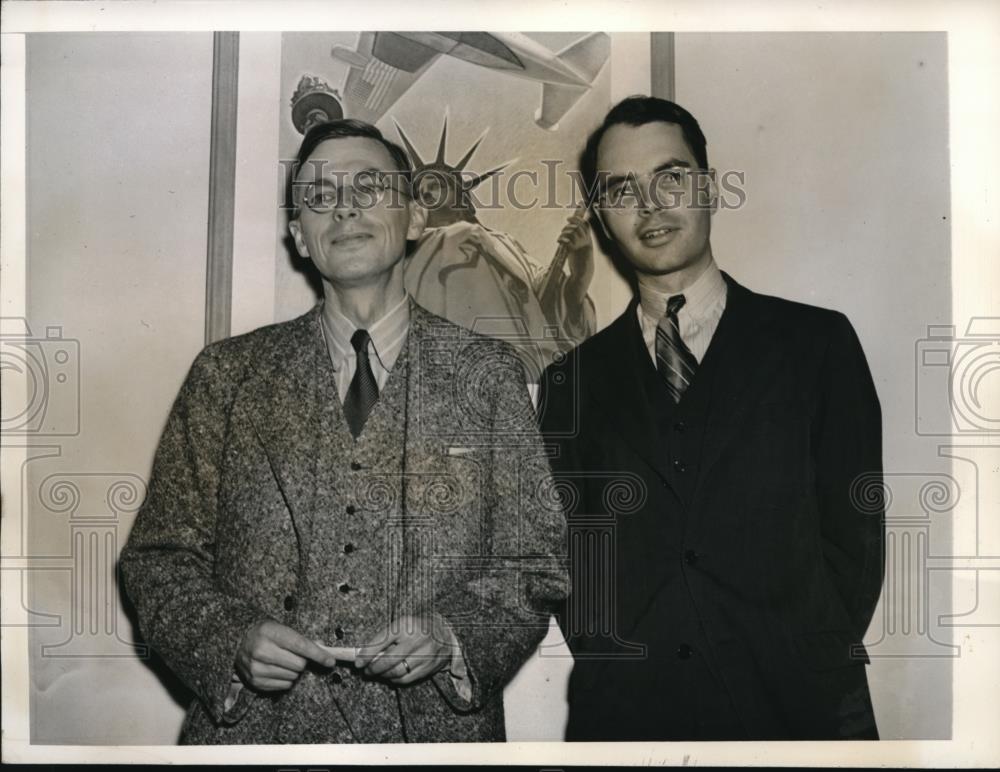 1941 Press Photo Dr. James Conant /Carroll Wilson Return To US Laguardia Airport - Historic Images