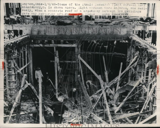 1948 Press Photo Atomic Research Plant Cave In - Historic Images