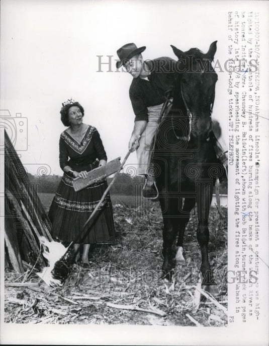 1960 Press Photo Re-enacment of Abraham Lincoln Presidential Campaign - Historic Images