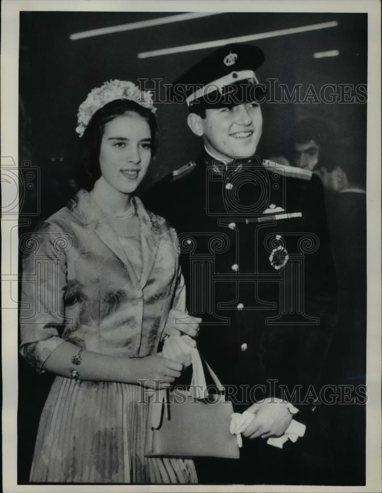 1963 Press Photo Athens Greece Princes Anne Marie of Denmark and Crown Prince - Historic Images