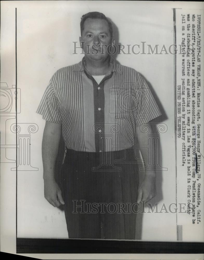 1957 Press Photo Marine Captain George Henry Willers Mug Shot - Historic Images