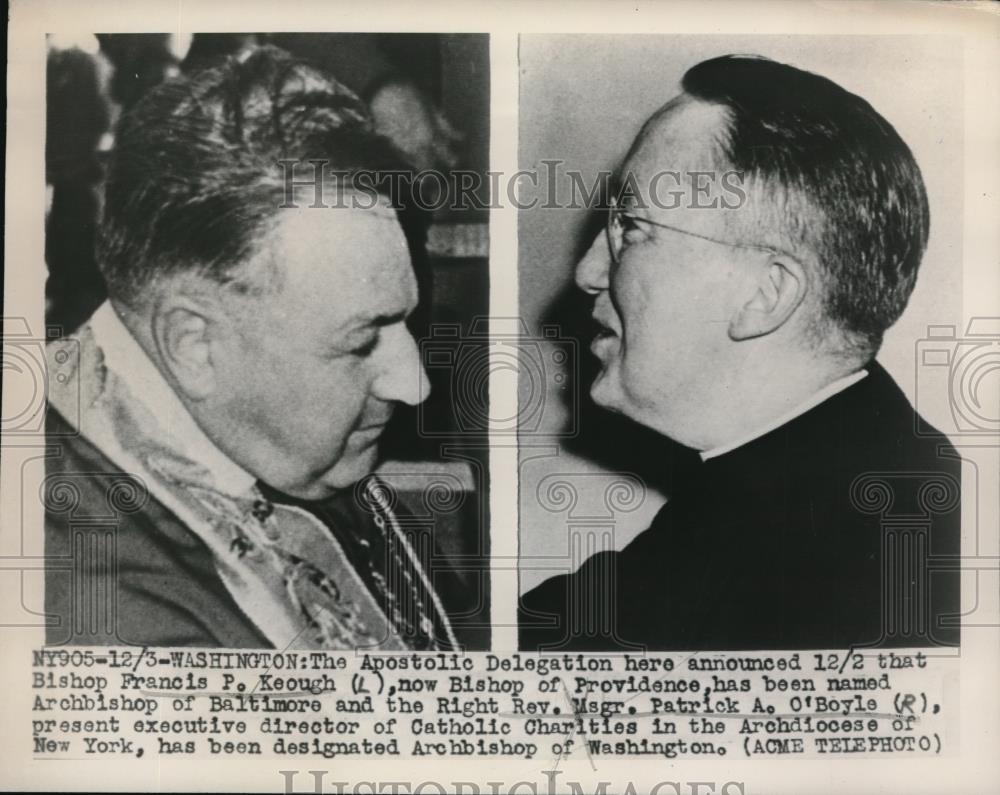 1947 Press Photo The Apostolic Delegation announced that Bishop Francis Keough - Historic Images