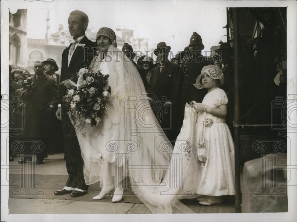 1927 Press Photo Ms. Peggy Thomas and Mr.Reginald Harris wedding at City Temple - Historic Images