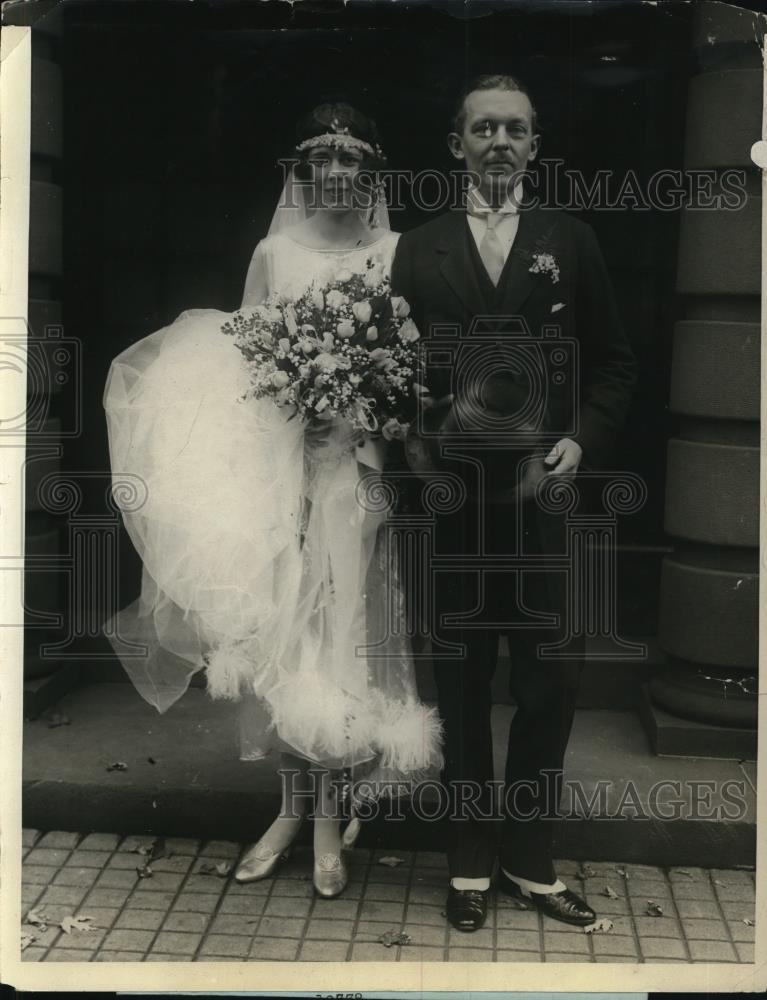 1924 Press Photo Mr &amp; Mrs Somerville P Tuck Jr at their wedding - Historic Images