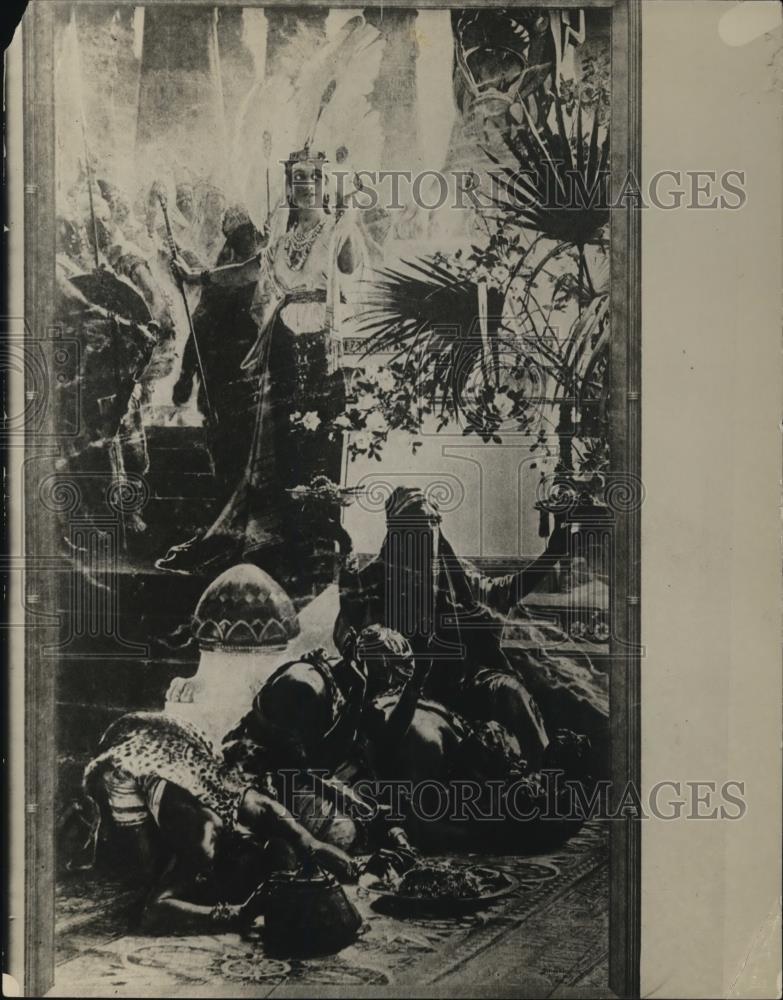 1928 Press Photo Queen of Sheba at the court of King Solomon painting - Historic Images